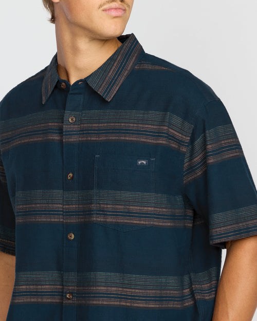 All Day Stripe Short Sleeve Shirt - Midnight