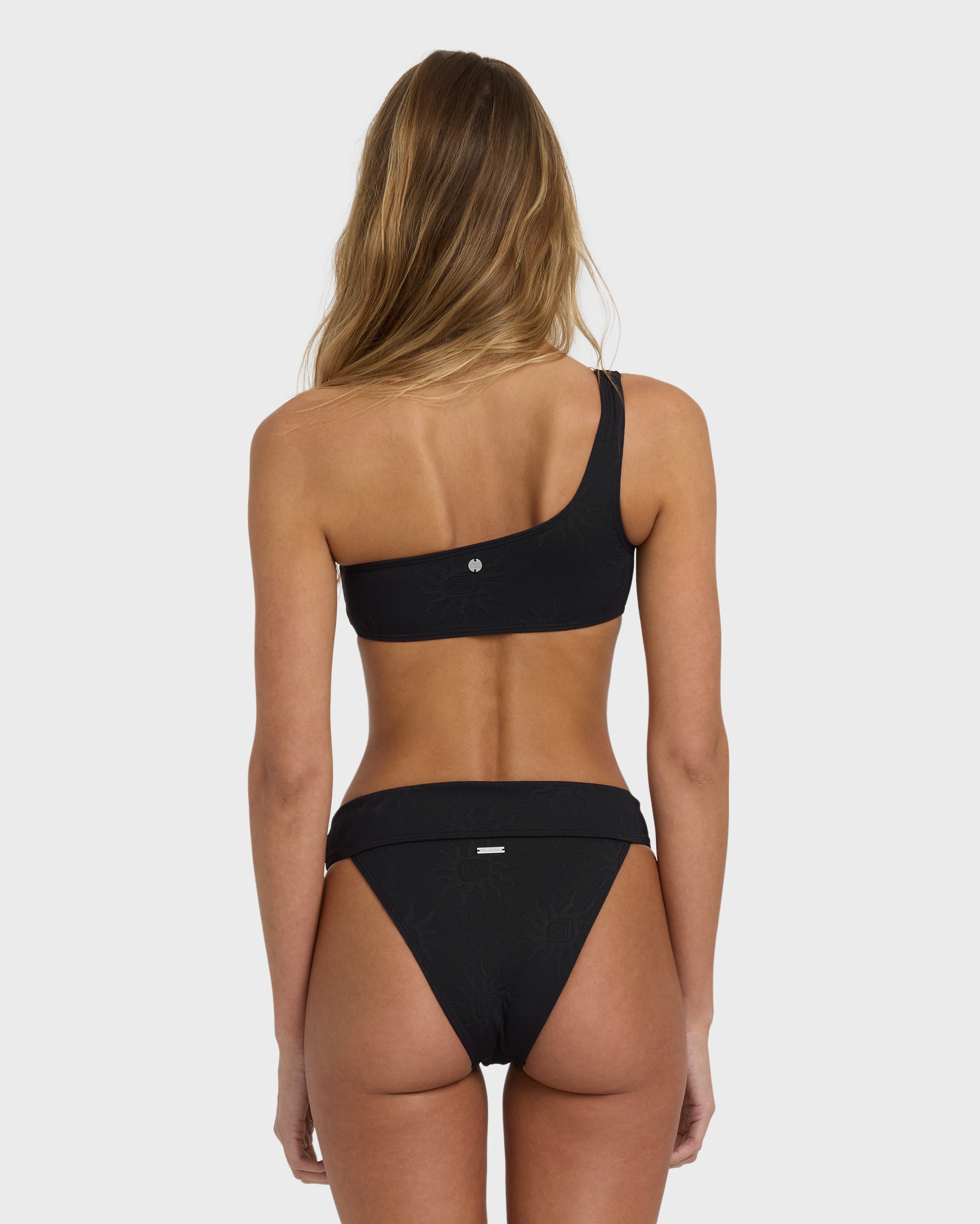Laura Twisted Sun One-shoulder Tank Bikini Top - Black Pebble