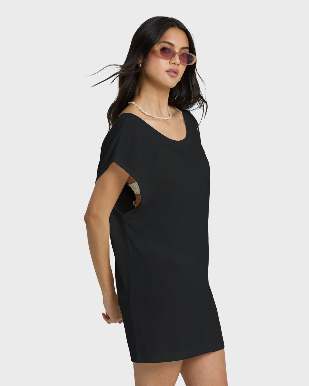 Hallow Wave Mini Short Sleeve Dress - Black Sands