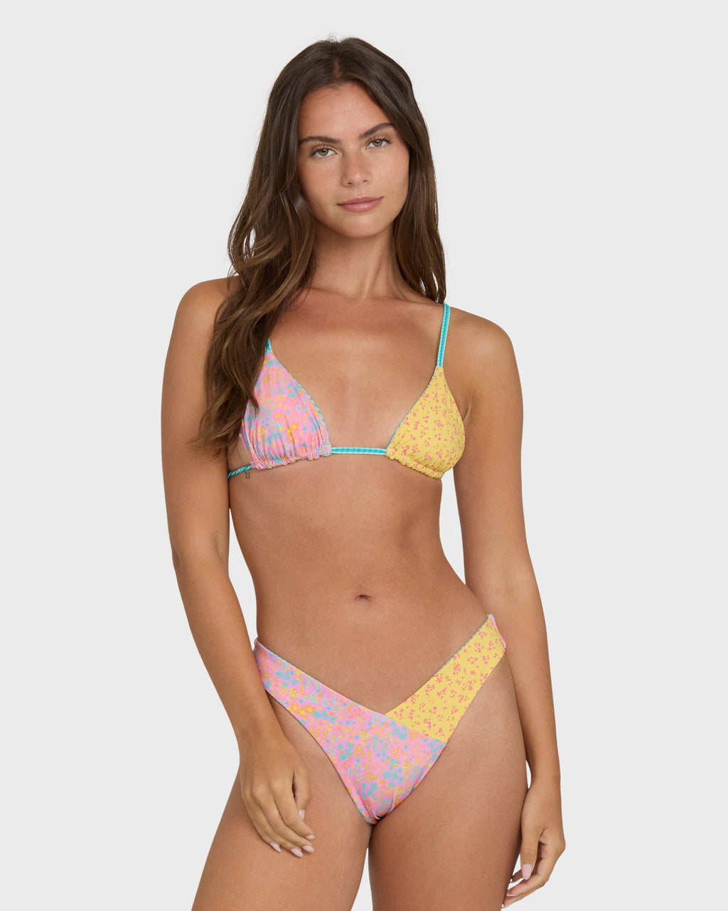 Babe Alert Reversible Mini Slide Triangle Bikini Top - Agave