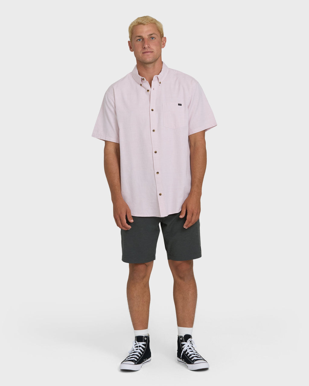 All Day Short Sleeve Woven Shirt - Ash Rose