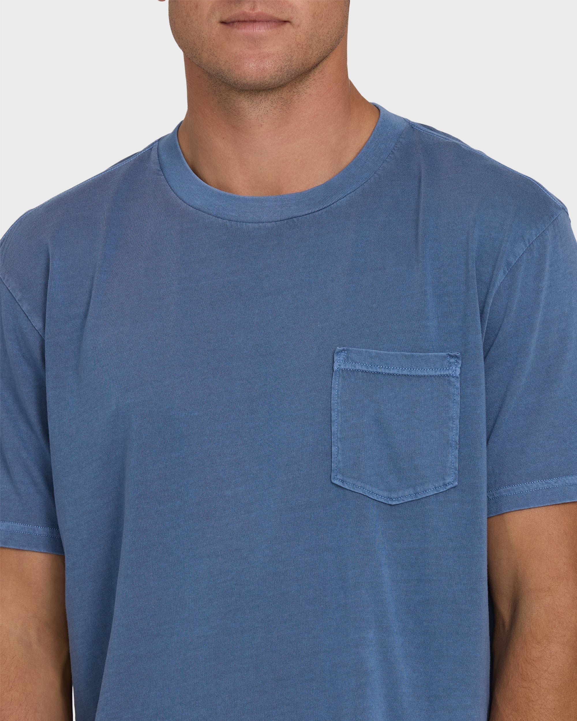 Essential Wave Washed Premium Short Sleeve Pocket Tee - Blue Horizon