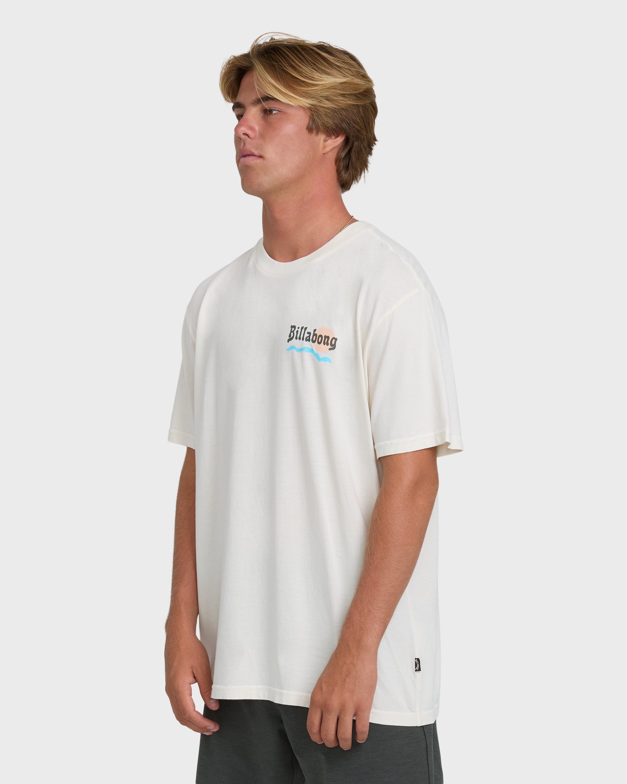 Loner Wave Washed Premium Short Sleeve Knit T-Shirt - Off White
