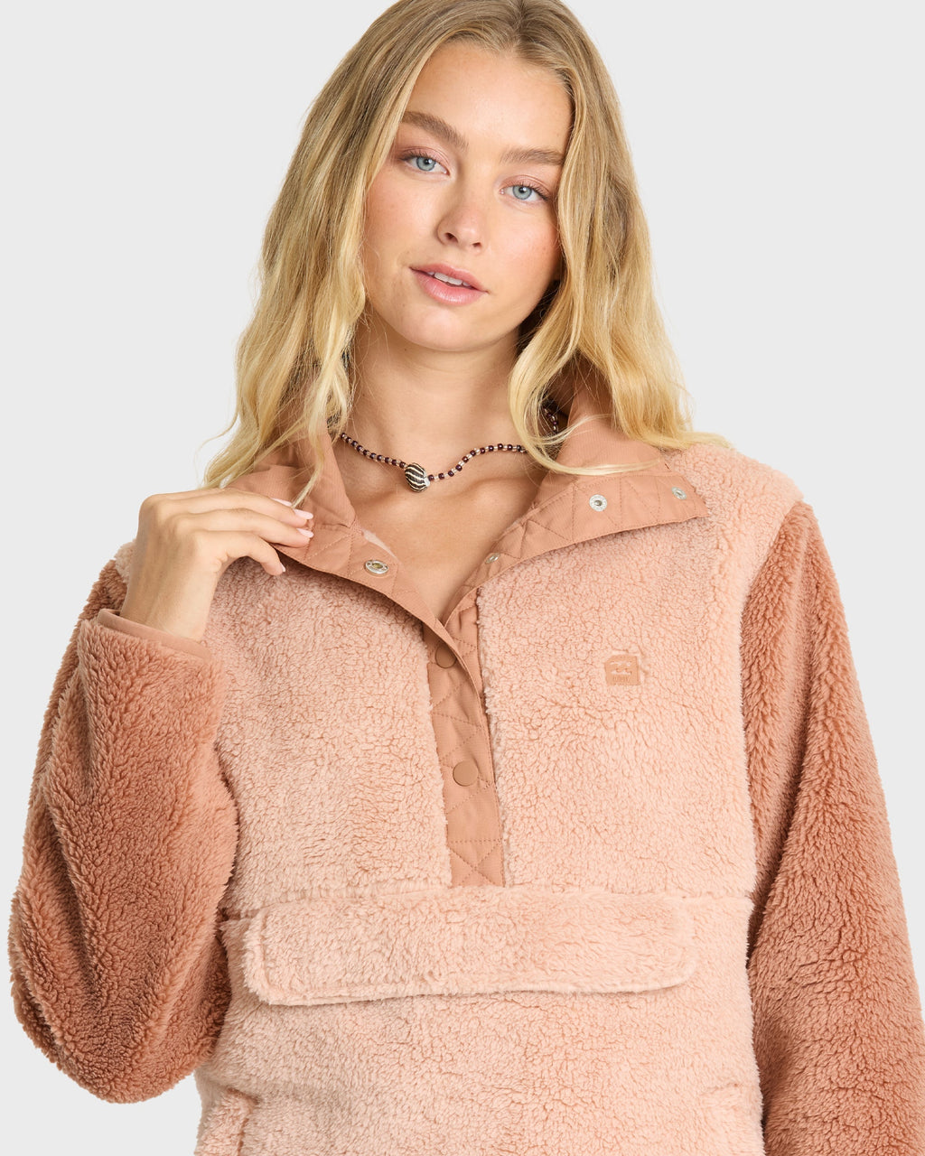 Switchback Sherpa Half Snap Fleece Pullover - Sugar Almond